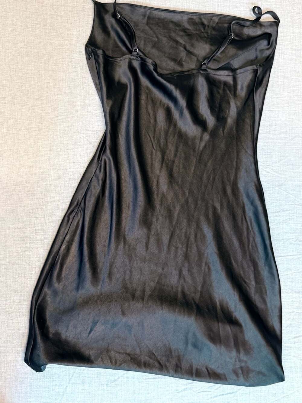 Nasty Gal Black Satin Cowl Neck Mini Slip Dress size 6 - Picture 2 of 5